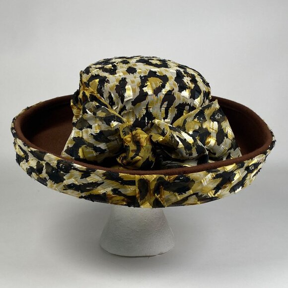 Sonni San Francisco Wool Felt Wide Brim Ladies Hat Leopard Print Ribbon Bow main image 4